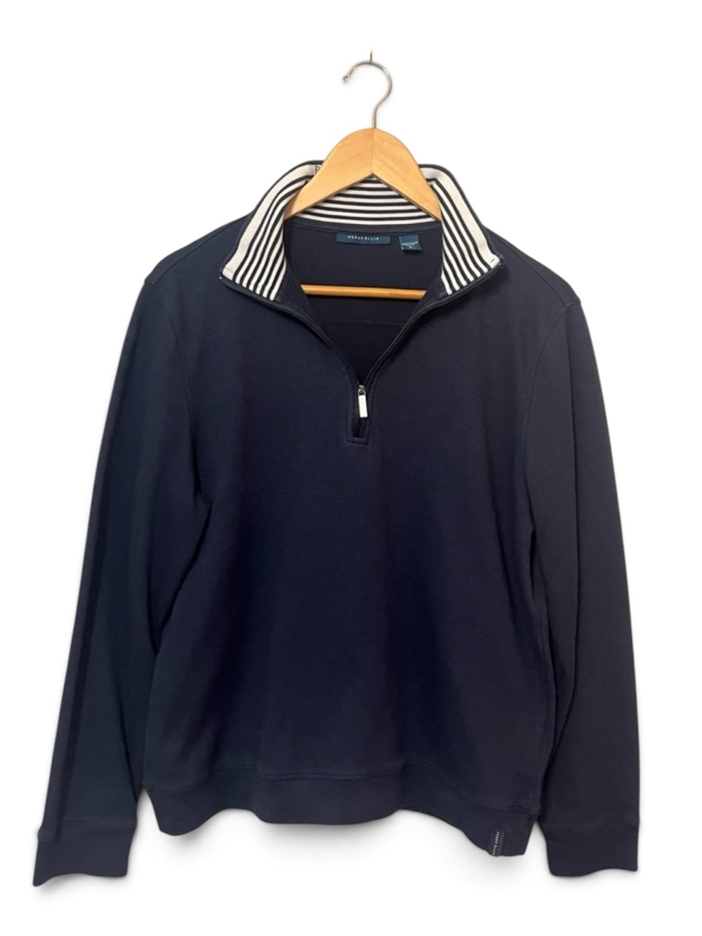 Perry Ellis Icon Men’s Quarter Zip Pullover Navy Sweater M